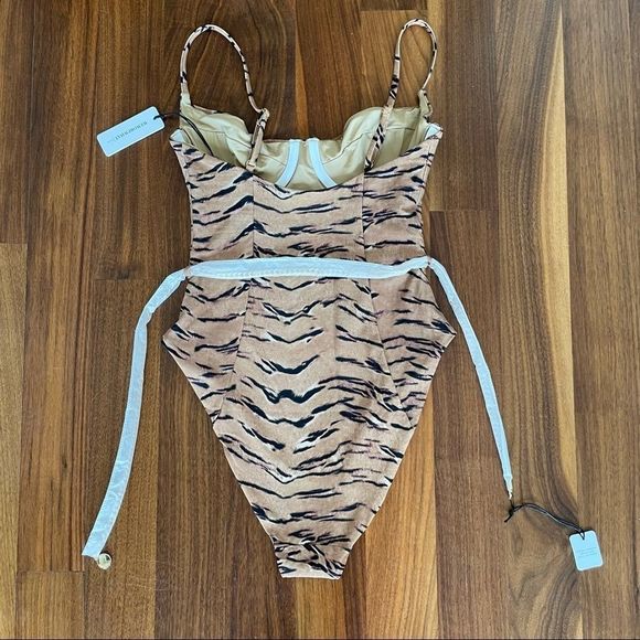 WeWoreWhat Danielle One Piece Tan Tiger Print Bernstein Revolve Shopbop - Picture 8 of 16